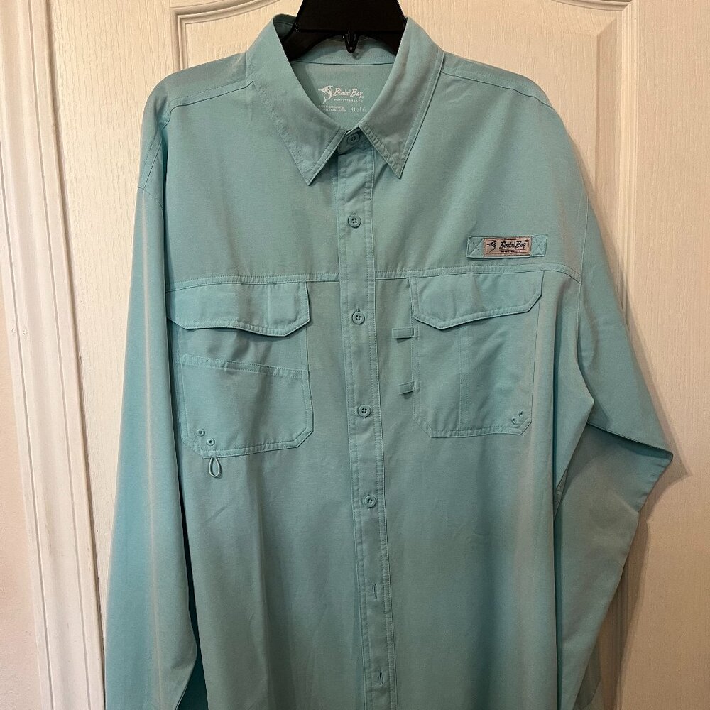 Bimini Bay Outfitters Mens Long Sleeve XL Shirt Aqua Blue